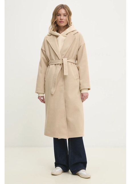 Answear lab palton femei culoarea bej de tranzitie oversize