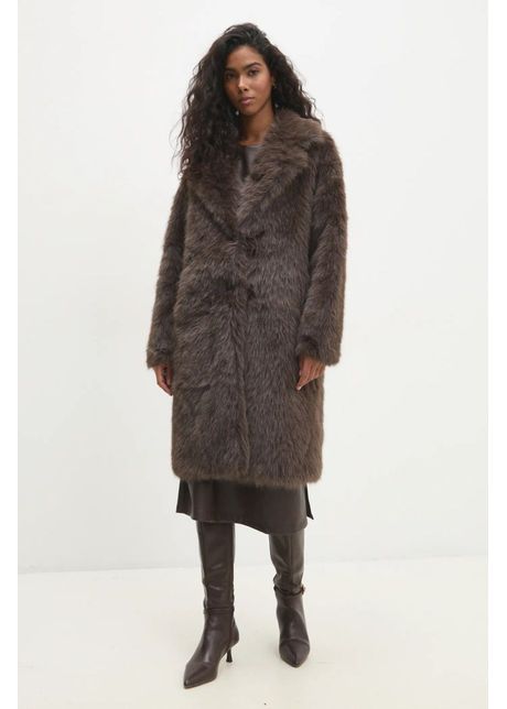 Answear lab palton femei culoarea maro de tranzitie oversize