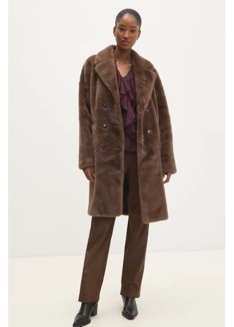 Answear lab palton femei culoarea maro de tranzitie oversize