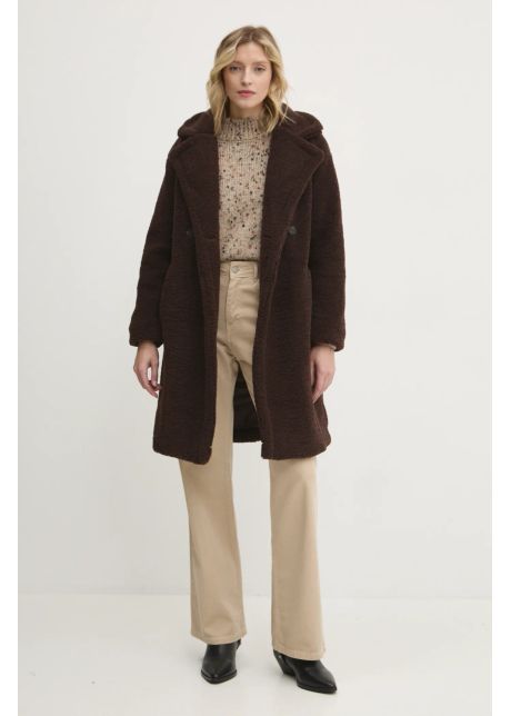 Answear lab palton femei culoarea maro de tranzitie oversize