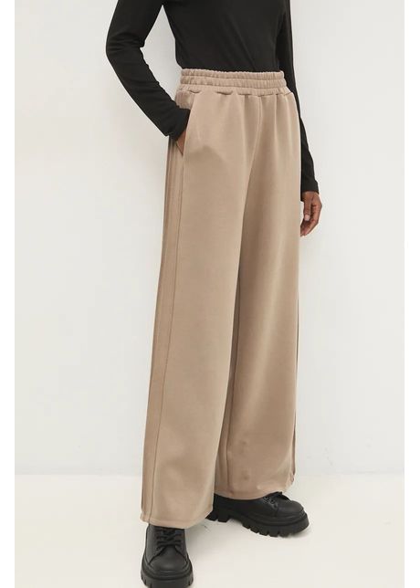 Answear lab pantaloni de trening culoarea bej neted