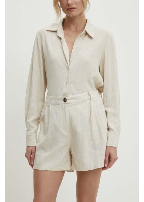 Answear lab pantaloni scur i cu in culoarea bej neted high waist
