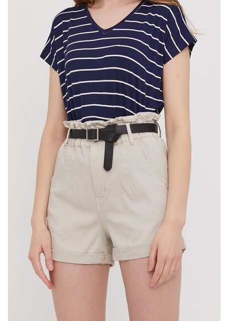 Answear lab pantaloni scur i femei culoarea bej material neted high waist