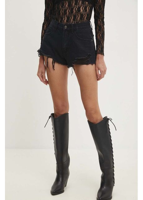 Answear lab pantaloni scurti femei culoarea negru neted high waist