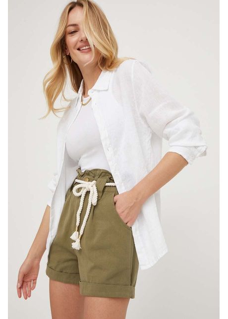 Answear lab pantaloni scurti femei culoarea verde neted high waist