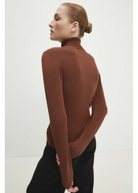 Answear lab pulover de ca mir culoarea maro light cu guler