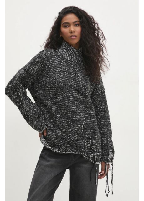 Answear lab pulover femei culoarea negru cu guler