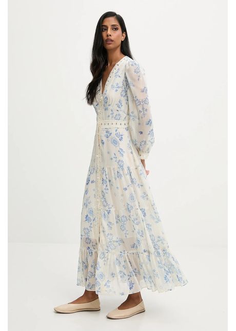 Answear.LAB rochie culoarea alb, maxi, evazati