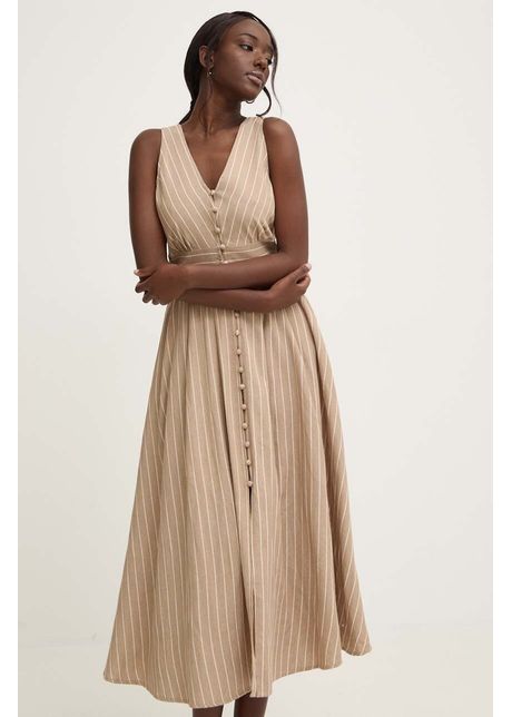 Answear lab rochie culoarea bej maxi evazat