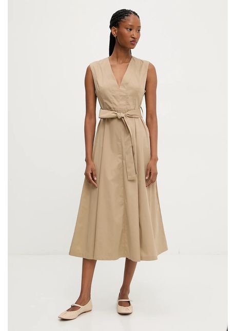 Answear lab rochie culoarea bej midi evazat