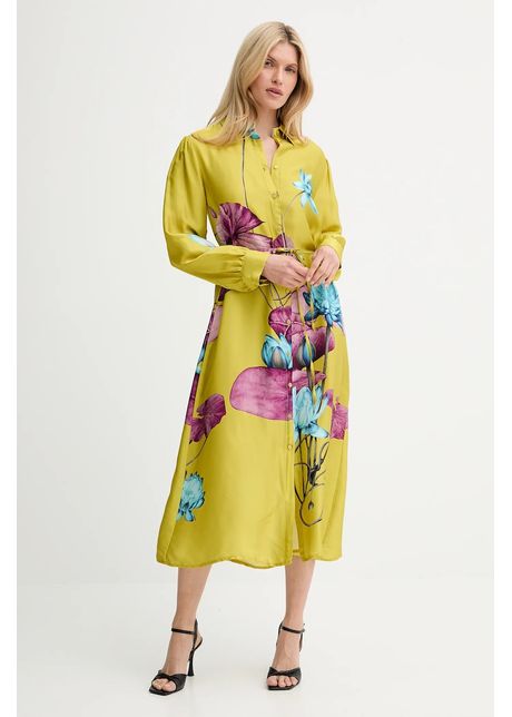 Answear lab rochie culoarea galben midi evazat