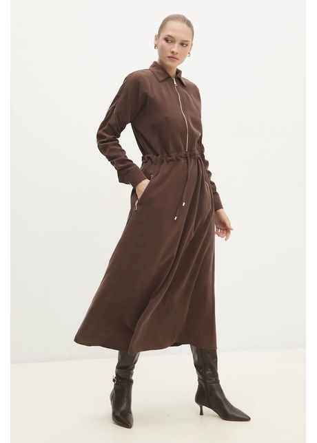 Answear lab rochie culoarea maro maxi evazat