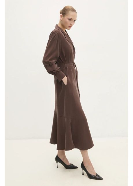 Answear lab rochie culoarea maro maxi evazati