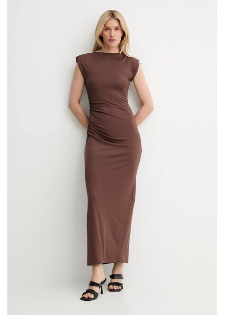 Answear lab rochie culoarea maro maxi mulat