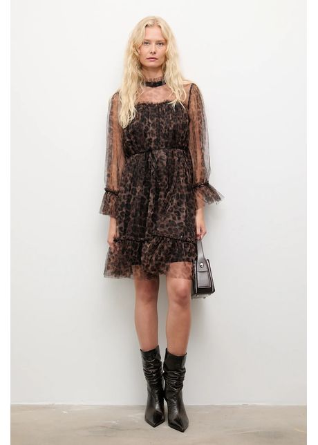Answear.LAB rochie culoarea maro, mini, evazati