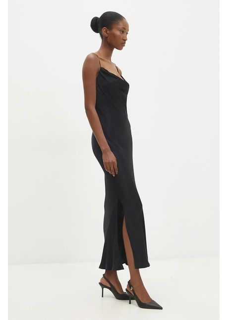 Answear lab rochie culoarea negru maxi dreapt