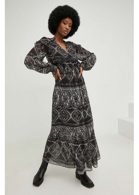 Answear lab rochie culoarea negru maxi evazati
