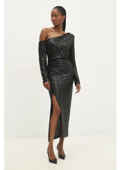 Answear lab rochie culoarea negru maxi mulata