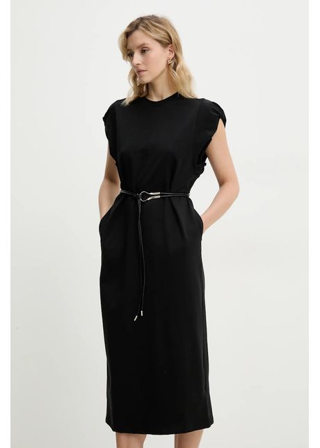 Answear lab rochie culoarea negru midi dreapt