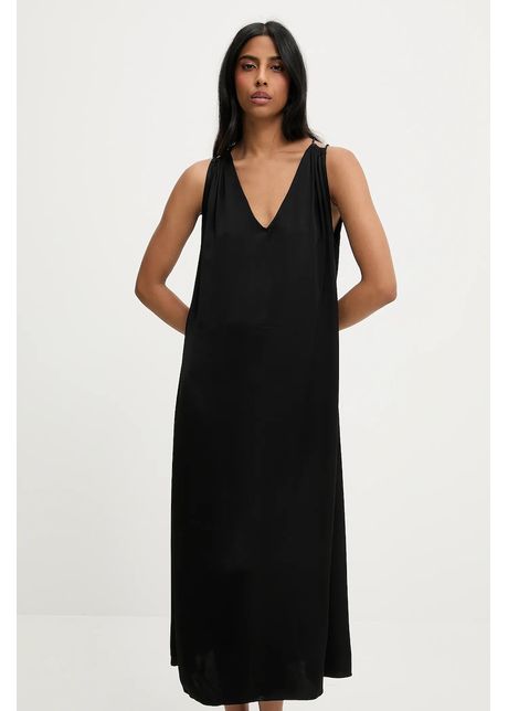 Answear lab rochie culoarea negru midi dreapt
