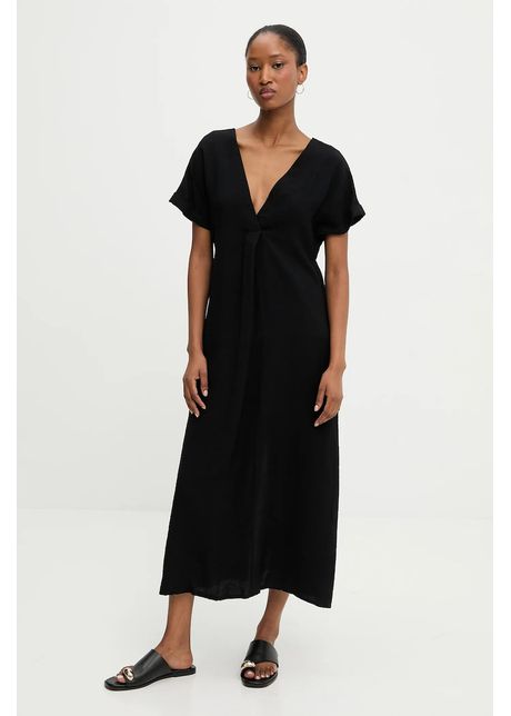 Answear lab rochie culoarea negru midi evazat
