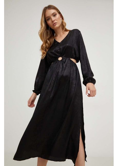 Answear lab rochie culoarea negru midi evazati