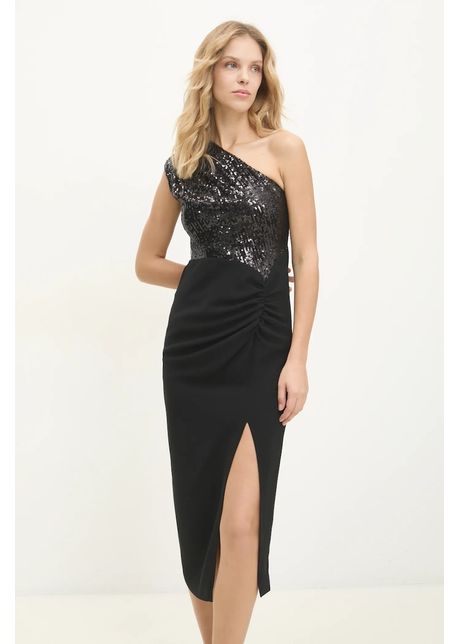 Answear lab rochie culoarea negru midi mulat