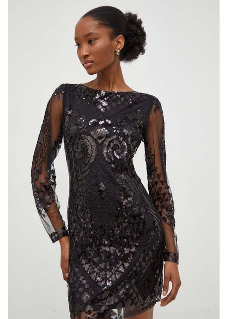 Answear lab rochie culoarea negru mini dreapt