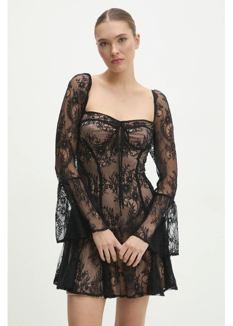 Answear lab rochie culoarea negru mini evazat