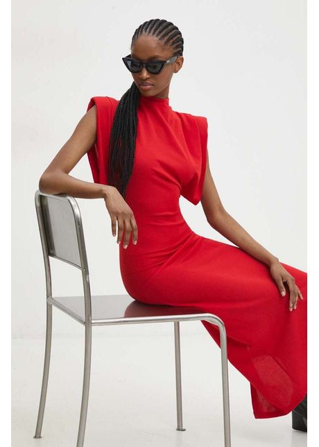 Answear lab rochie culoarea rosu midi mulata