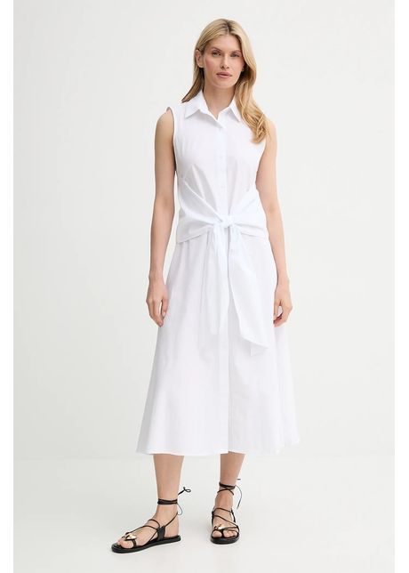 Answear lab rochie din bumbac culoarea alb midi evazat