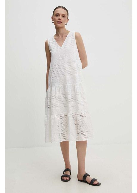 Answear lab rochie din bumbac culoarea alb mini evazati