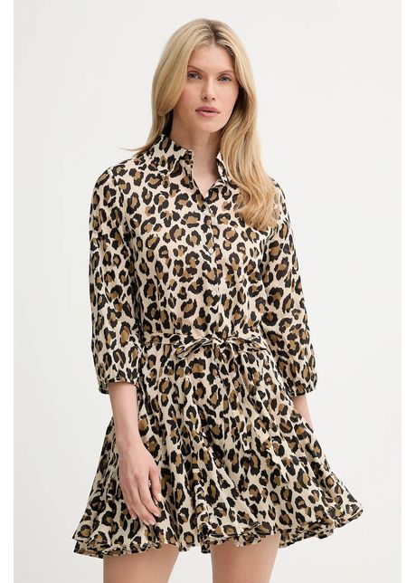 Answear lab rochie din bumbac culoarea maro mini evazat