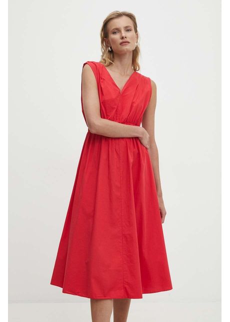 Answear lab rochie din bumbac culoarea rosu mini evazat