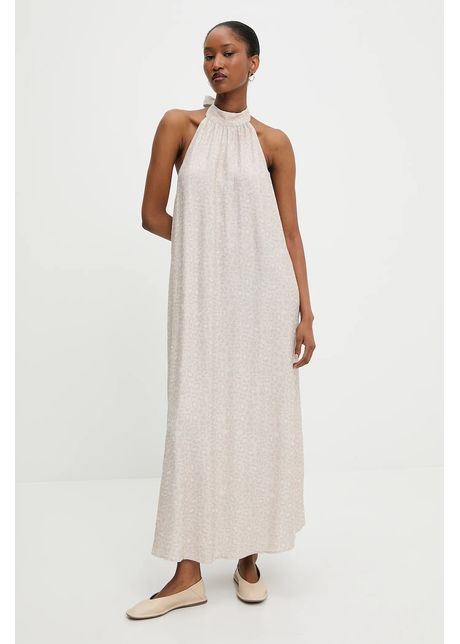 Answear lab rochie din in culoarea bej maxi drept