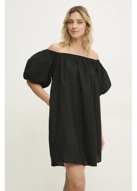 Answear lab rochie din in culoarea negru mini oversize