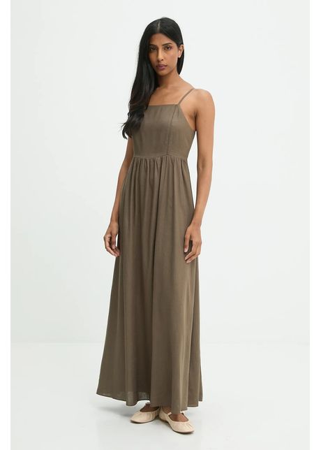 Answear.LAB rochie din in culoarea verde, maxi, evazati