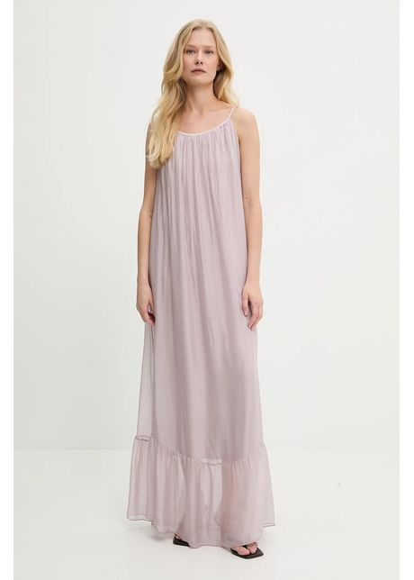 Answear lab rochie din matase culoarea bej maxi evazat