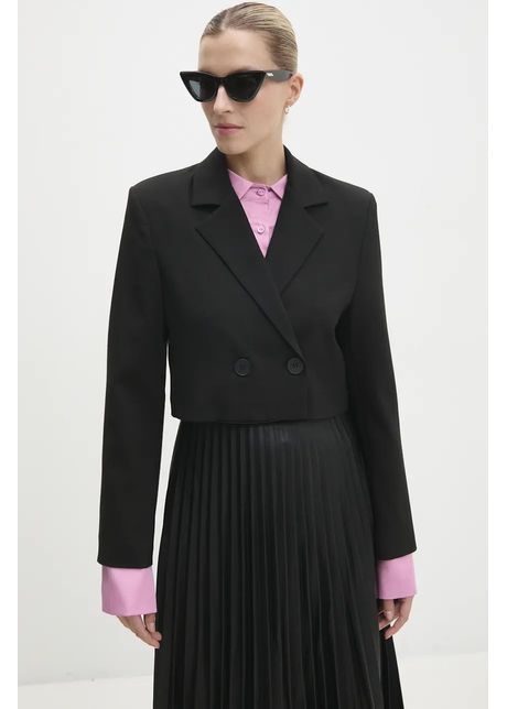 Answear lab sacou culoarea negru cu doua randuri de nasturi neted