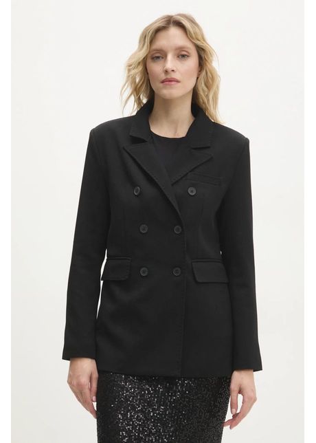 Answear lab sacou culoarea negru cu doua randuri de nasturi neted