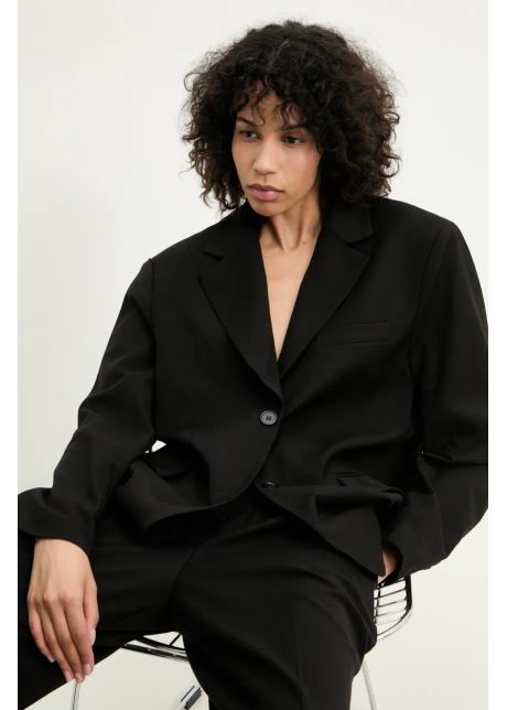 Answear lab sacou culoarea negru oversize neted