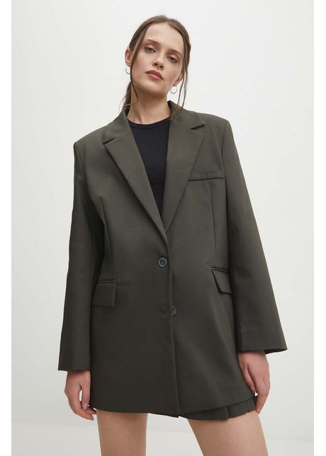 Answear lab sacou culoarea verde un singur rand de nasturi neted