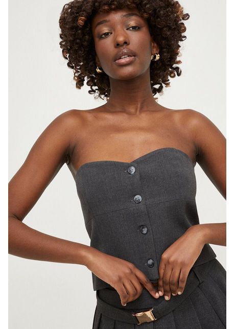 Answear lab top culoarea gri cold shoulder
