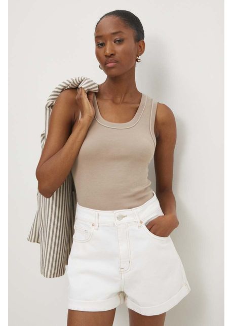 Answear lab top din bumbac culoarea maro