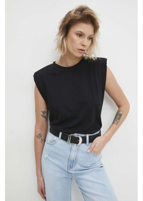 Answear lab top din bumbac culoarea negru