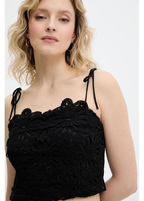 Answear lab top din bumbac culoarea negru neted