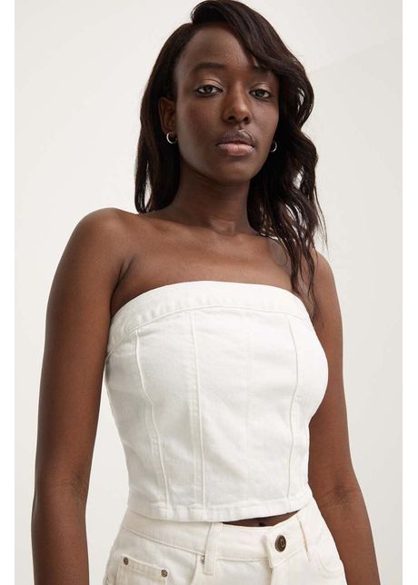 Answear lab top din denim culoarea alb
