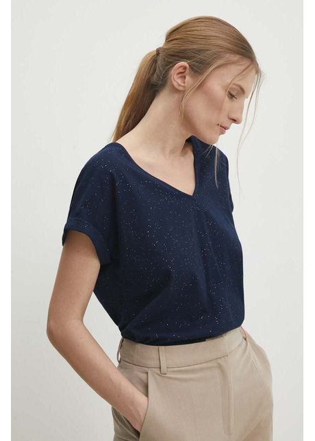 Answear lab tricou din bumbac femei culoarea albastru marin
