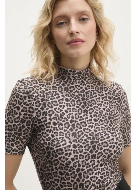 Answear lab tricou femei culoarea maro cu guler