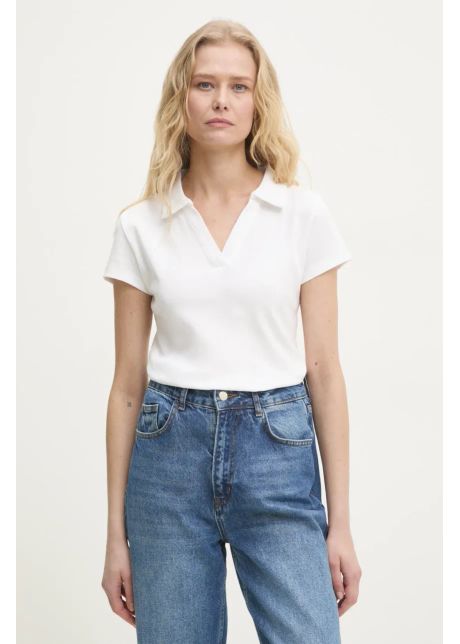 Answear lab tricou polo femei culoarea alb